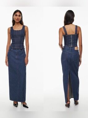 Denim Forum The 90s Pencil Maxi Jean Skirt Women's 26